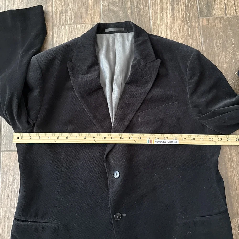 Armani Collezioni Velvet Blazer Men 48R Black Sport Coat Formal Evening Jacket